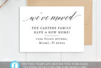 We'Ve Moved Card Template, Editable Moving Announcement, Printable Moving Card, Editable New Home Card, Templett, Address Announcements, For Moving Home Cards Template