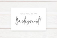 Will You Be My Bridesmaid Card, Printable Bridesmaid Card Template, Printable Card To Bridesmaid, Pdf Instant Download Throughout Will You Be My Bridesmaid Card Template