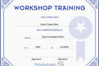 Workshop Training Certificate Format In Periwinkle, Sapphire Pertaining To Quality Workshop Certificate Template