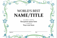 World'S Best Award Certificate Pertaining To Printable Microsoft Word Award Certificate Template