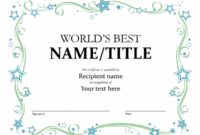 World'S Best Award Certificate With Regard To Printable Microsoft Word Award Certificate Template