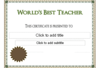 World'S Best Teacher Award Certificate | Teacher Awards Intended For Quality Best Teacher Certificate Templates Free