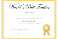 World'S Best Teacher Certificate Free Printable Throughout Intended For Teacher Of The Month Certificate Template