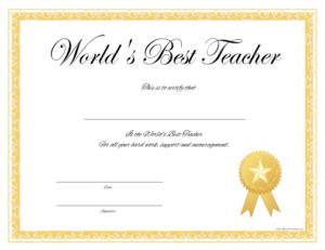 World&amp;#039;S Best Teacher Certificate Free Printable With Best Teacher Certificate Templates Free