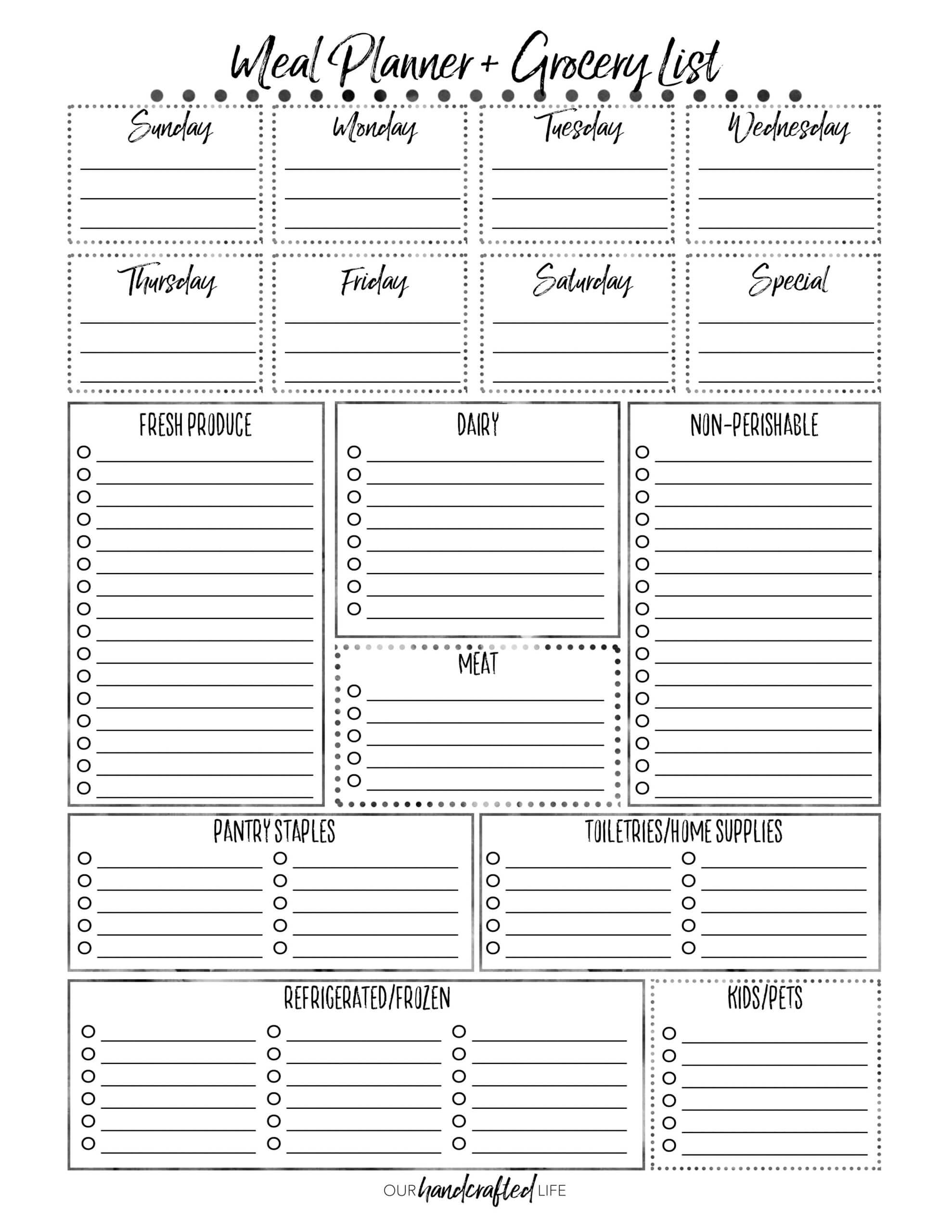 016 Template Ideas Free Printable Meal Plan Planner Menu For Blank Meal within Blank Dinner Menu Template