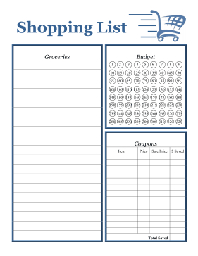 Amazing Blank Grocery Shopping List Template