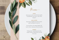 Amber - Citrus Wedding Menu Cards Template, Orange, Dinner Menu, Let&amp;#039;S for Amazing Editable Menu Templates Free