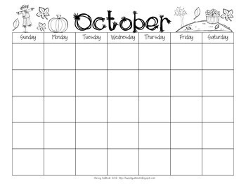 Awesome Blank One Month Calendar Template