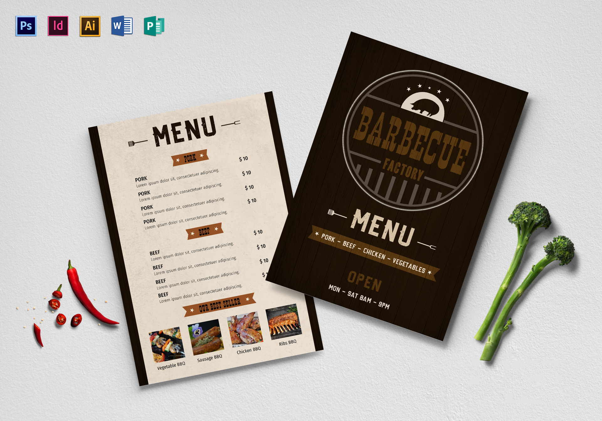 Bbq Menu Design Template In Psd, Word, Publisher, Illustrator, Indesign pertaining to Menu Templates For Publisher