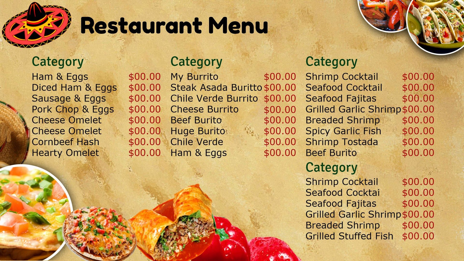 Best S Of Mexican Restaurant Menu Template Blank pertaining to Free Printable Menu Template