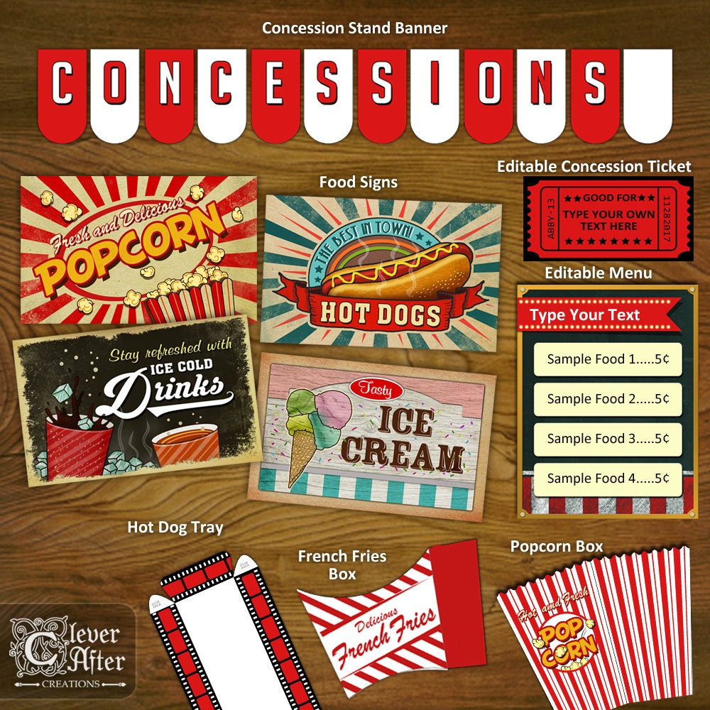 Concession Stand Printables Concessions Party Decorations | Etsy throughout Concession Stand Menu Template