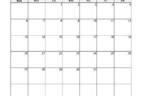 Fascinating Blank One Month Calendar Template