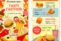 Fast Food Templates For Restaurant Menu Royalty Free Vector with Top Fast Food Menu Design Templates