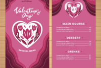 Floral Heart Valentine Menu Template Vector | Free Download pertaining to Valentine Menu Templates Free