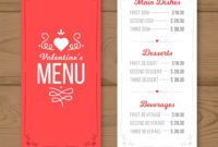 Free Vector | Flat Valentine'S Day Menu Template for Free Valentine Menu Templates