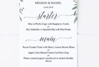 Greenery Wedding Menu Template, Editable Printable Wedding Dinner Menu in Fantastic Free Printable Menu Templates For Wedding