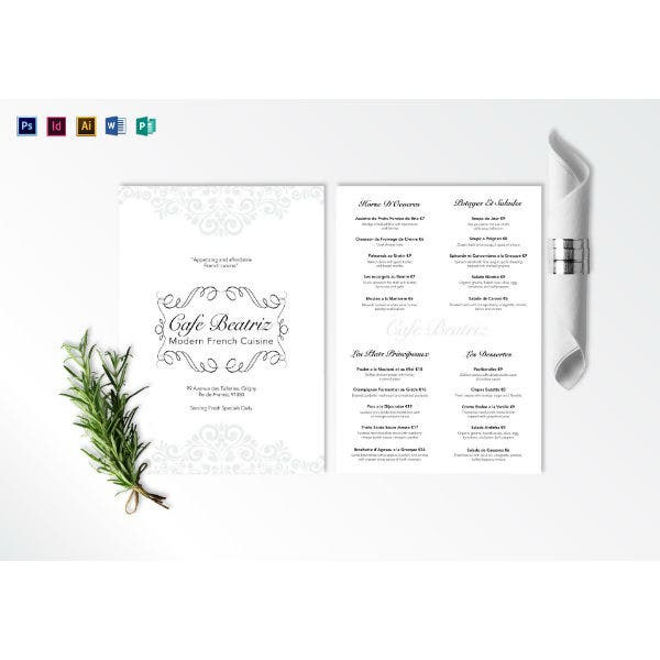 How To Create A French Menu [10+ Templates To Download] - Illustrator with Amazing French Cafe Menu Template