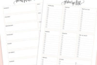 Meal Planner &amp; Grocery List Printable Menu Planner Printable for Amazing Menu Planner With Grocery List Template