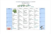 Menu Calendar Templates -10+ Printable, Pdf Documents Download! | Free intended for Free School Lunch Menu Templates