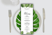 Menu Card Template, Tropical Wedding Menu Printable, Greenery Dinner throughout Amazing Editable Menu Templates Free
