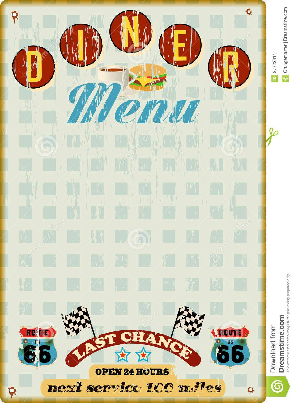 Menu Template For Diner Stock Vector Illustration Of Menu For Diner throughout Blank Restaurant Menu Template