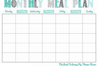 Monthly Calendar Template - Word, Excel And Pdf | Monthly Meal Planner pertaining to Menu Planning Template Word