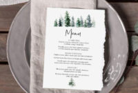 Pine Tree Menu Cards For Wedding Menu Template Printable Wedding Menu throughout Amazing Wedding Menu Choice Template