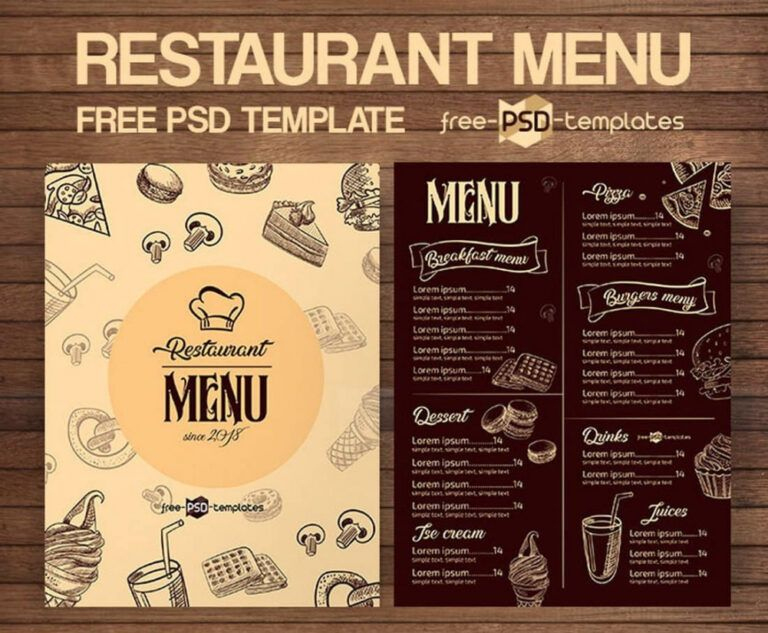 Printable 50 Best Food &amp; Drink Menu Templates Design Shack Restaurant pertaining to Free Printable Restaurant Menu Templates