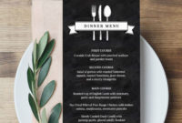 Printable Menu Card Template Wedding Dinner Menu Instant | Etsy throughout Printable Menu Template Free