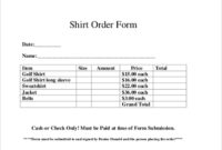 Professional Blank T Shirt Order Form Template