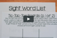Sight Word Tic-Tac-Toe Inside Tic Tac Toe Template Word - Best Sample inside Best Tic Tac Toe Menu Template