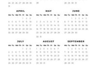 Simple Month At A Glance Blank Calendar Template