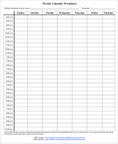 Simple Printable Blank Daily Schedule Template