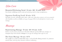 Spa Menu Templates And Designs From Imenupro pertaining to Simple Spa Menu Template