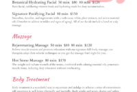 Spa Menu Templates And Designs From Imenupro within Salon Menu Template