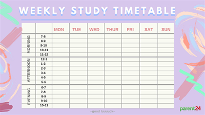 Stunning Blank Revision Timetable Template