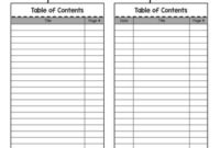 Stunning Blank Table Of Contents Template Pdf