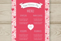 Valentine'S Day Menu Template | Free Vector with regard to Valentine Menu Templates Free