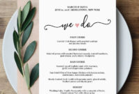 Wedding Menu Card Template We Do Printable Dinner Menu | Etsy inside Free Wedding Menu Template For Word