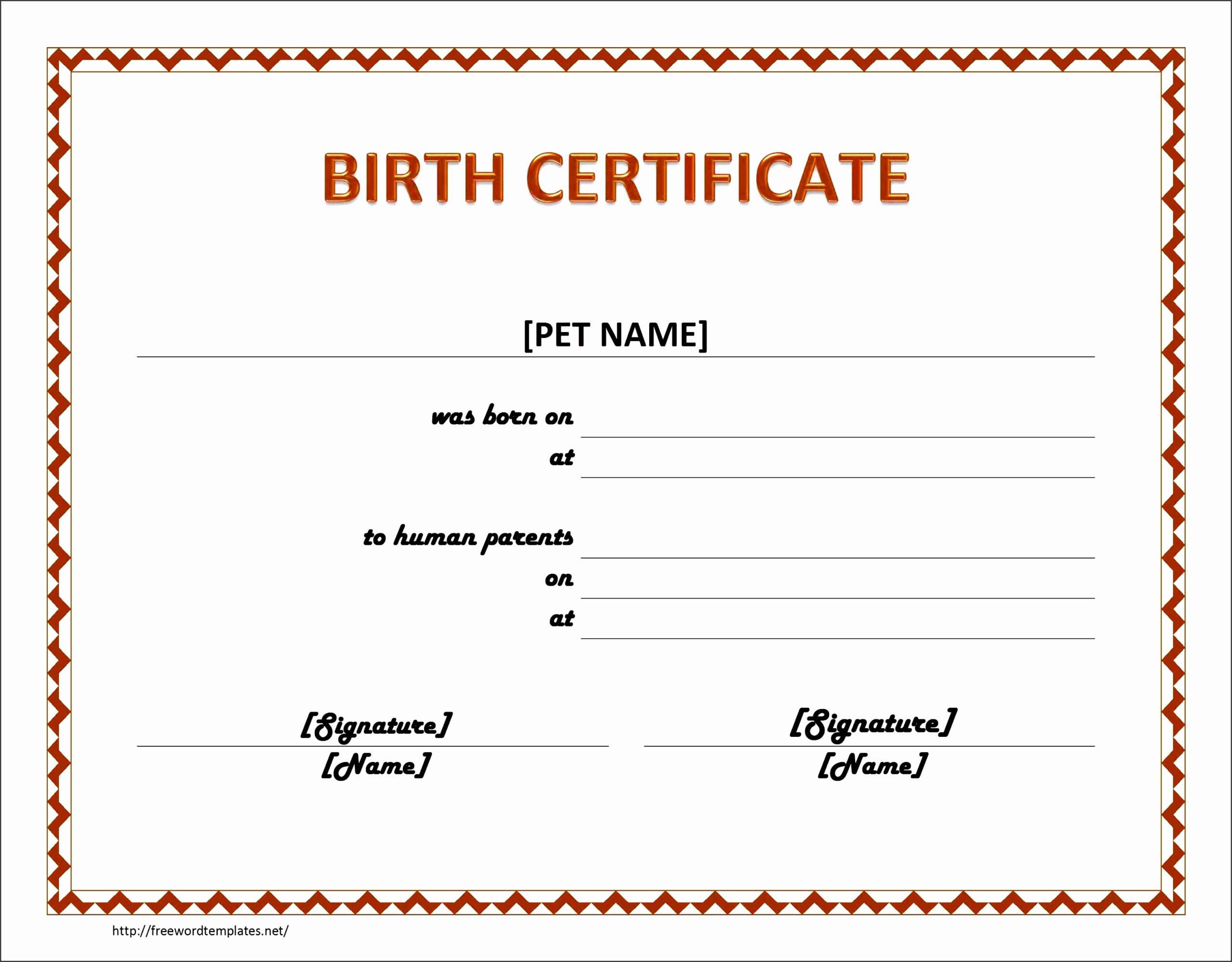10 Editable Birth Certificate Template - Sampletemplatess inside Free Puppy Birth Certificate Template