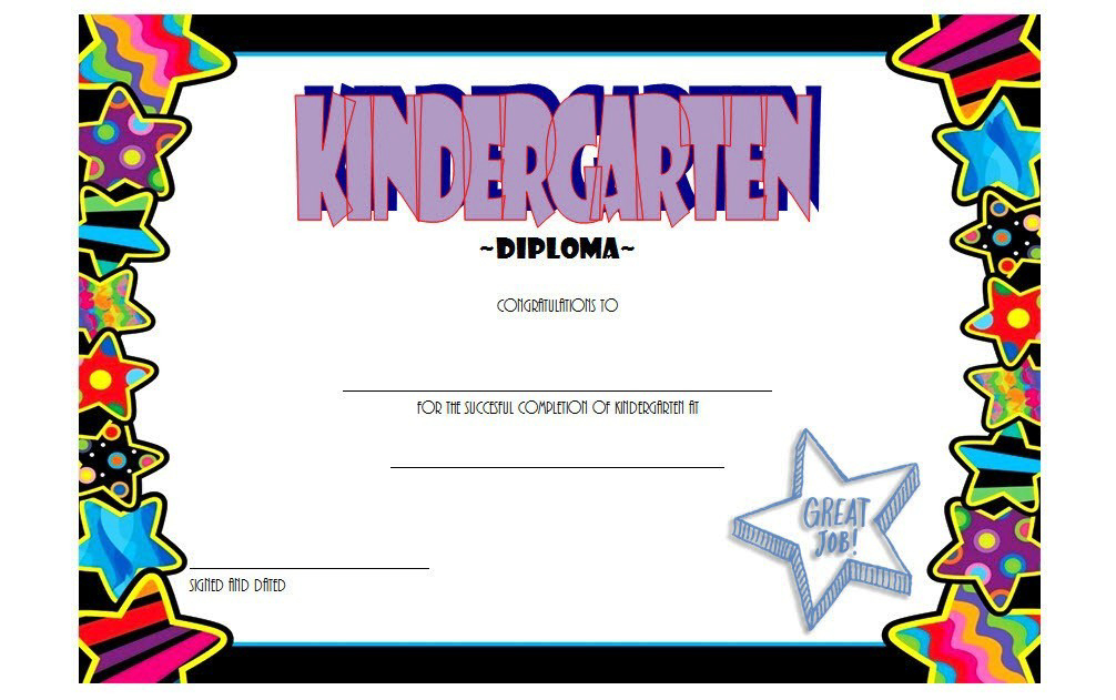 10+ Kindergarten Completion Certificate Printables Free intended for Kindergarten Diploma Certificate Templates 10 Designs