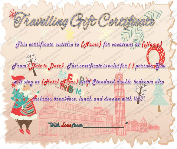 10+ Printable Travel Gift Certificate Template - Word Pdf Psd Voucher with regard to Gift Certificate Template In Word 10 Designs