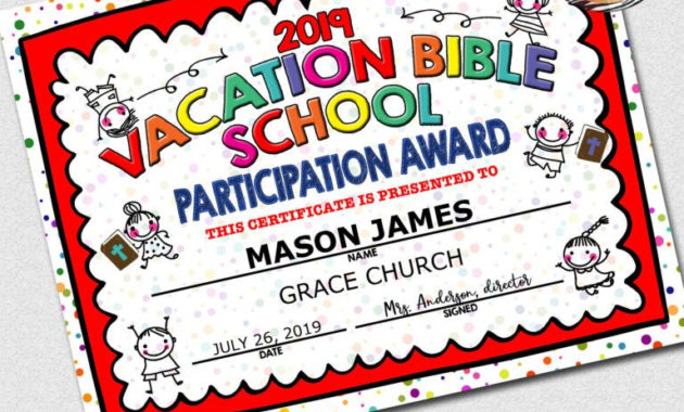 2019 Vbs Certificate, Vacation Bible School, Instant Download - 8.5X11 within Fresh Printable Vbs Certificates