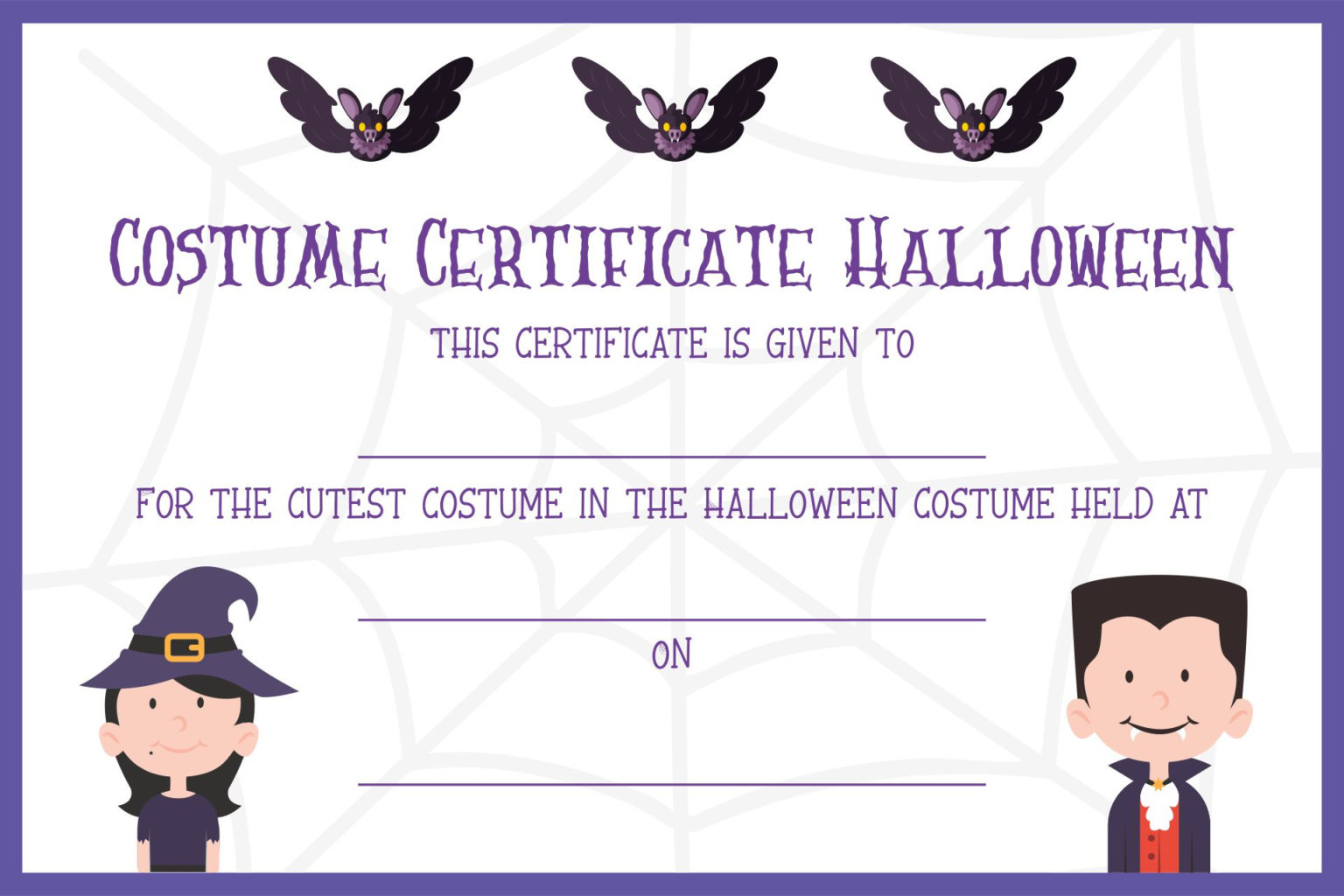 5 Best Halloween Costume Award Printable Certificates – Printablee ...