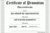 5Th Grade Promotion Certificate Template | This Certificate Within throughout Grade Promotion Certificate Template Printable