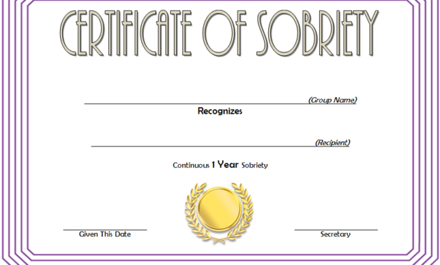 9 Sobriety Certificate Template Ideas | Certificate In Sobriety regarding Simple Certificate Of Sobriety Template