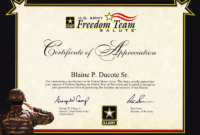 Army Certificate Of Appreciation Template (7) – Templates Ex regarding Job Promotion Certificate Template