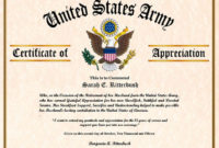 Army Certificate Of Appreciation Template In 2020 | Certificate Of with regard to Best Wife Certificate Template