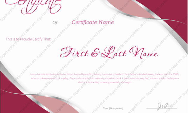 Award Certificate Template 142 - For Word for Rabbit Birth Certificate Template  2019 Designs
