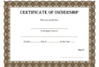 Awesome Certificate Of Ownership Template In 2021 | Certificate with regard to Best Ownership Certificate Templates